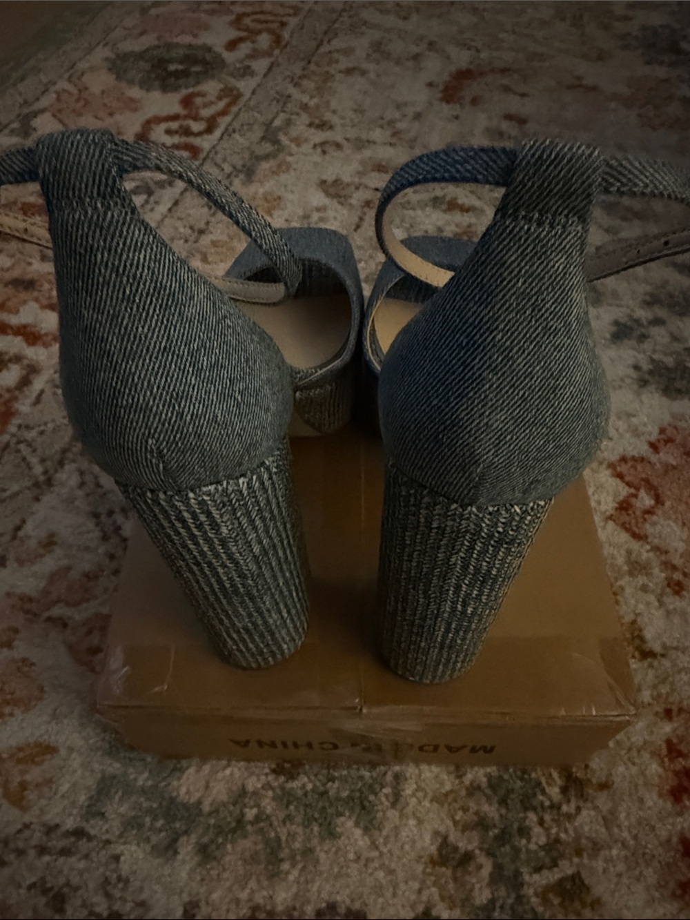 Jessica Simpson Light Blue Denim Peep-Toe Platform Sandals with Ankle Strap - Picture 2 of 5